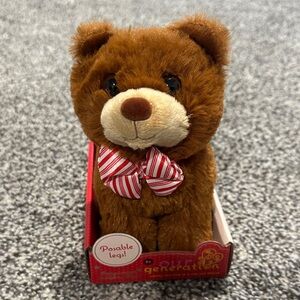 Our Generation Brown Teddy Bear with Red Striped Bow